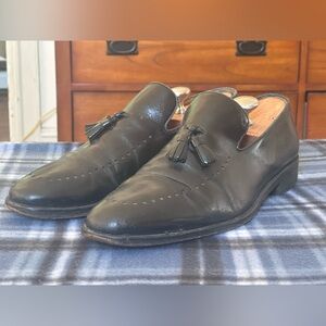 VTG Gucci Tassel Perforated Black Leather Men’s Slip On Dress Loafers Size 45 E